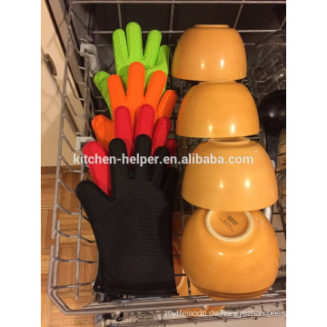 Custom Hitzebeständige Silikon Topf Halter Ofen Handschuhe / Küche Hitzebeständige Antirutsch Anti-Rutsch-Silikon BBQ Backen Handschuh